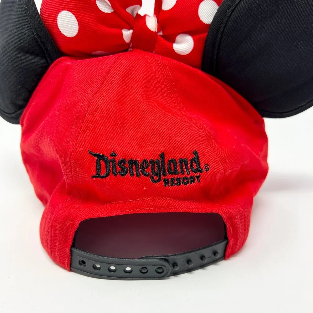 Disney Parks Minnie Mouse Red Polka Dot Bow Ears Cap Youth Snapback Hat